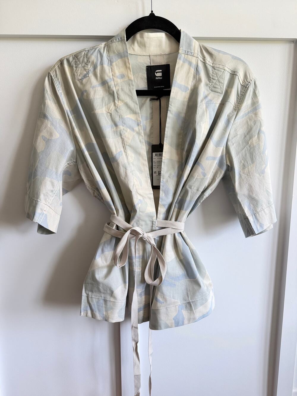 G-Star RAW ETD Wrap Top Womens Medium NWT Whitebait Woodland Camo Kimono